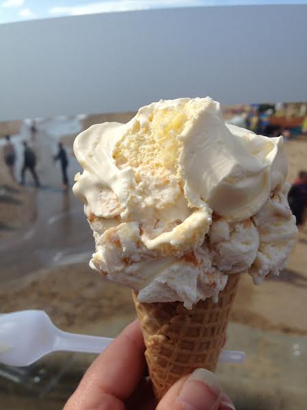 Clotted cream topped Lovington's ice-cream at Woolacombe Bay Devon