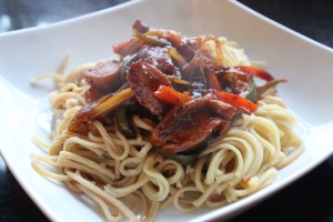 sweet and sour chicken with noodles